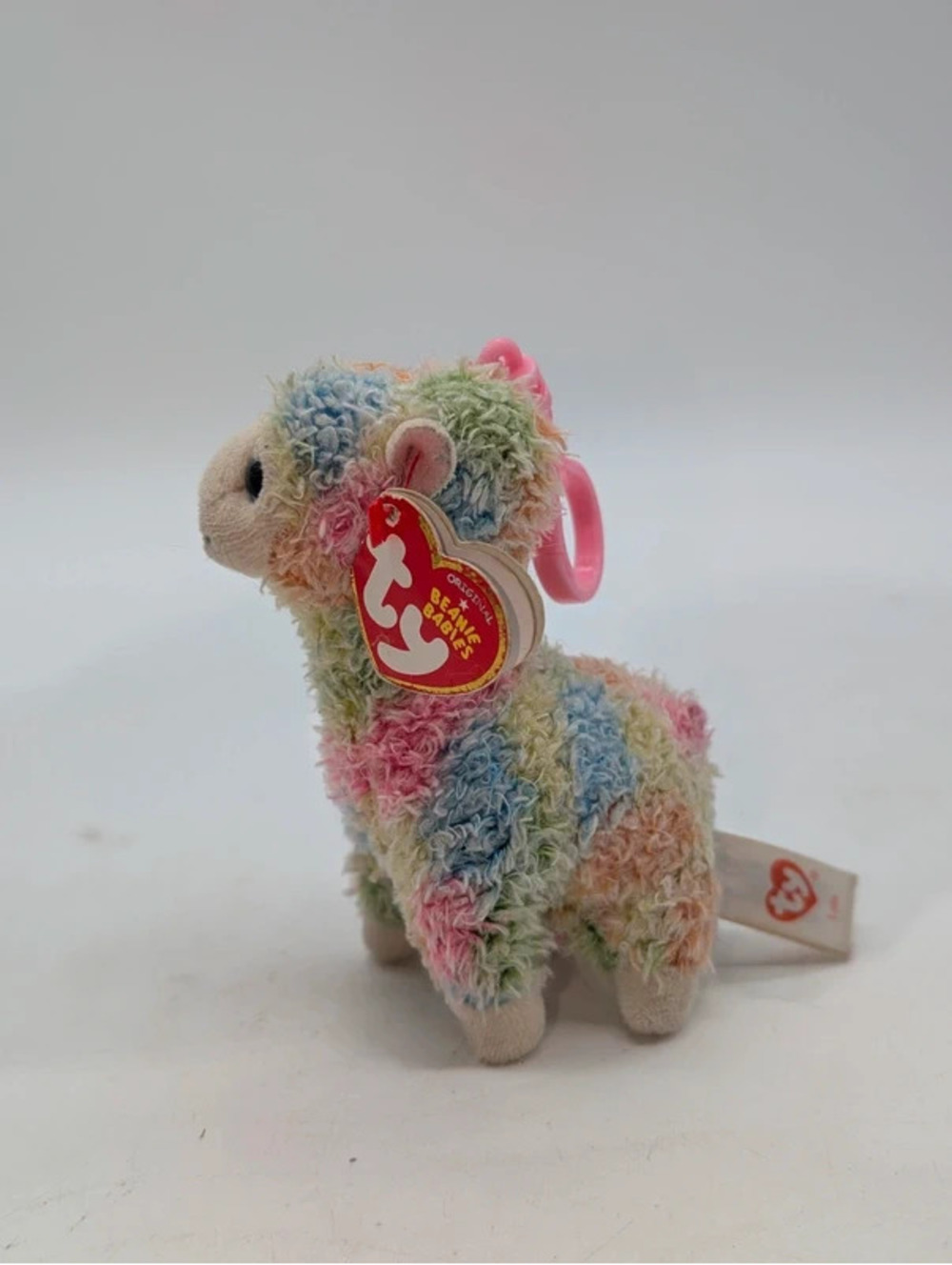 Ty Beanie Baby Lola the Rainbow Llama Bag Clip Plush NWT
